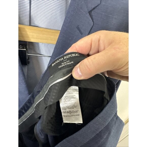 Banana Republic Slim Fit 2 Piece Suit 46R Jacket 38x31 Pants Blue - Picture 7 of 9